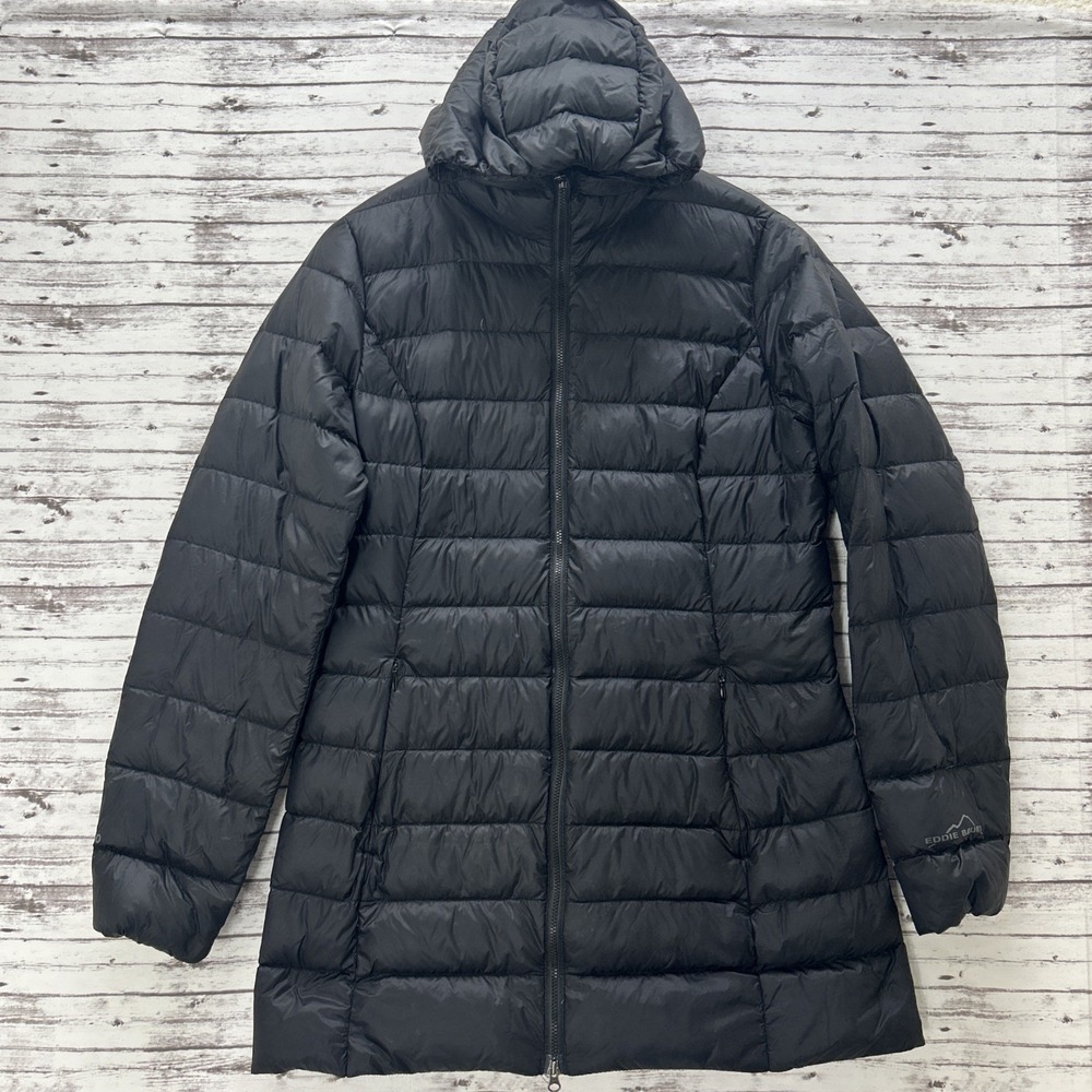 Eddie Bauer EB 650 Down Filled Puffer Jacket Women's S Long Full Zip Lightweight